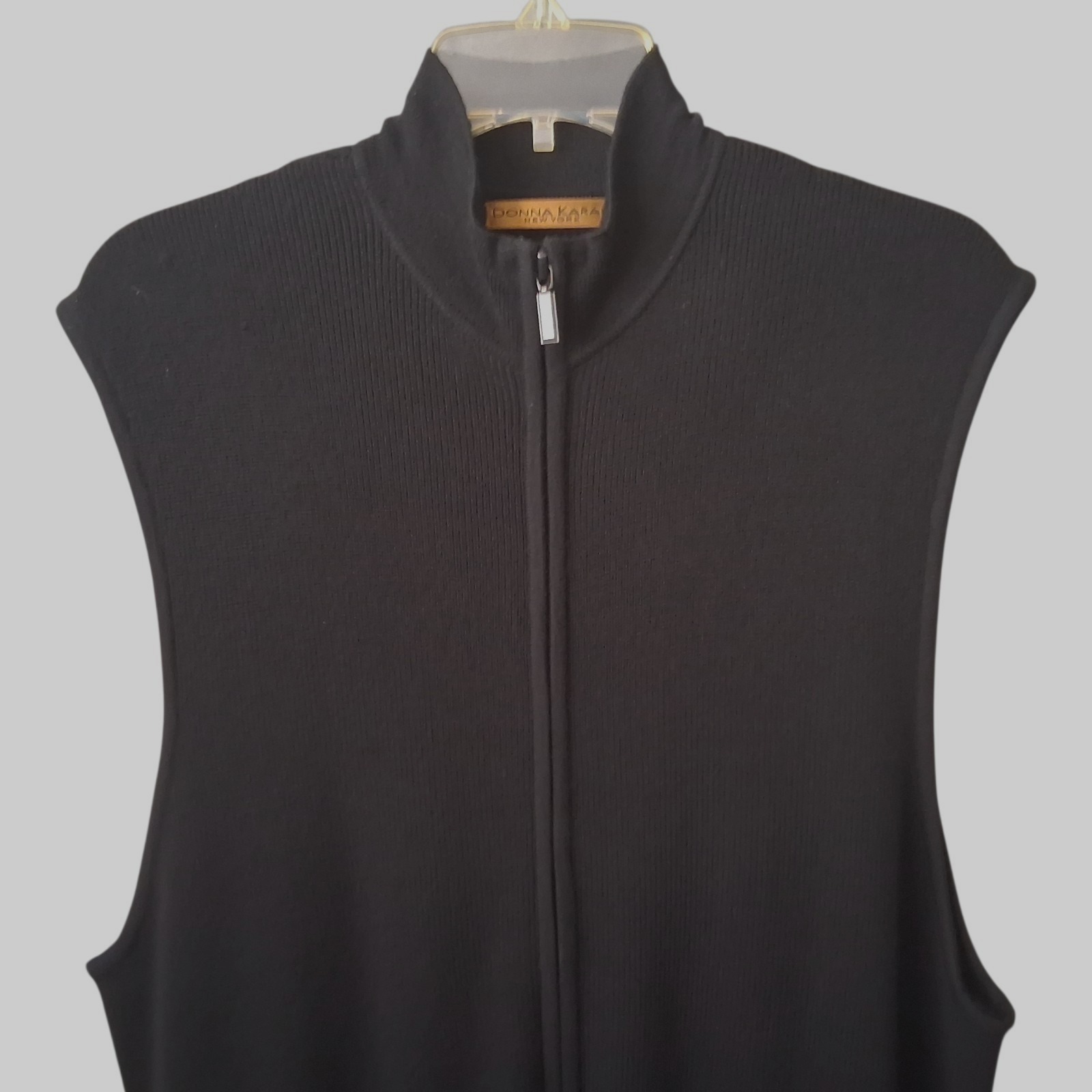 Vintage Nos Donna Karan Vest Women's Size Xl Full Zip Wool Black Made Hong Kong